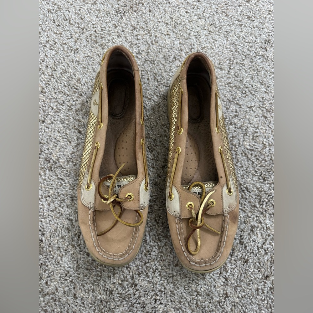 Sperry Angelfish Brown Leather Metallic Boat Shoes | Women's Nautical Loafers